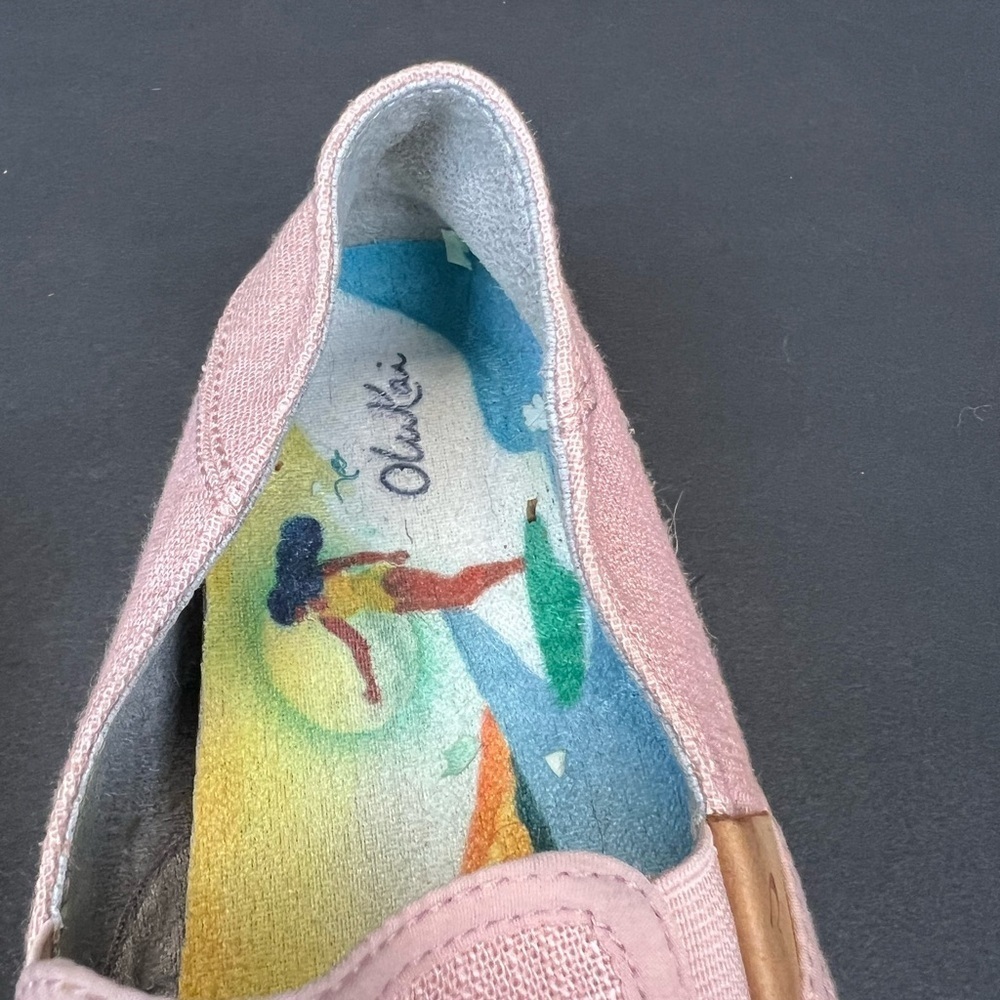Olukai Pink Rose Sea Salt Kaula Pa’a Kapa Linen Espadrille Drop In Shoe Size 8 - Picture 8 of 9